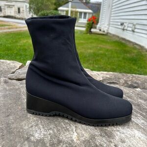 Paul Green Munchen Black Sock Ankle Wedge Heel Boots